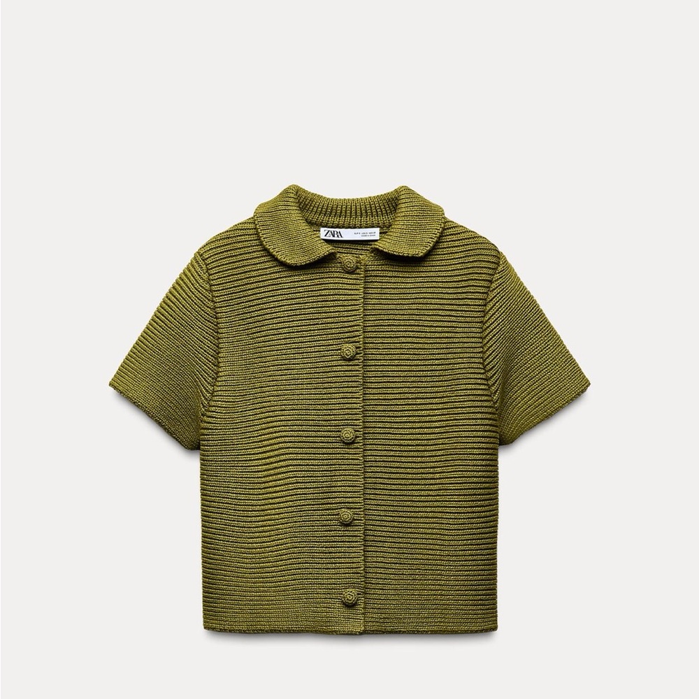 Zara Chunky knit Peter Pan collar cardigan